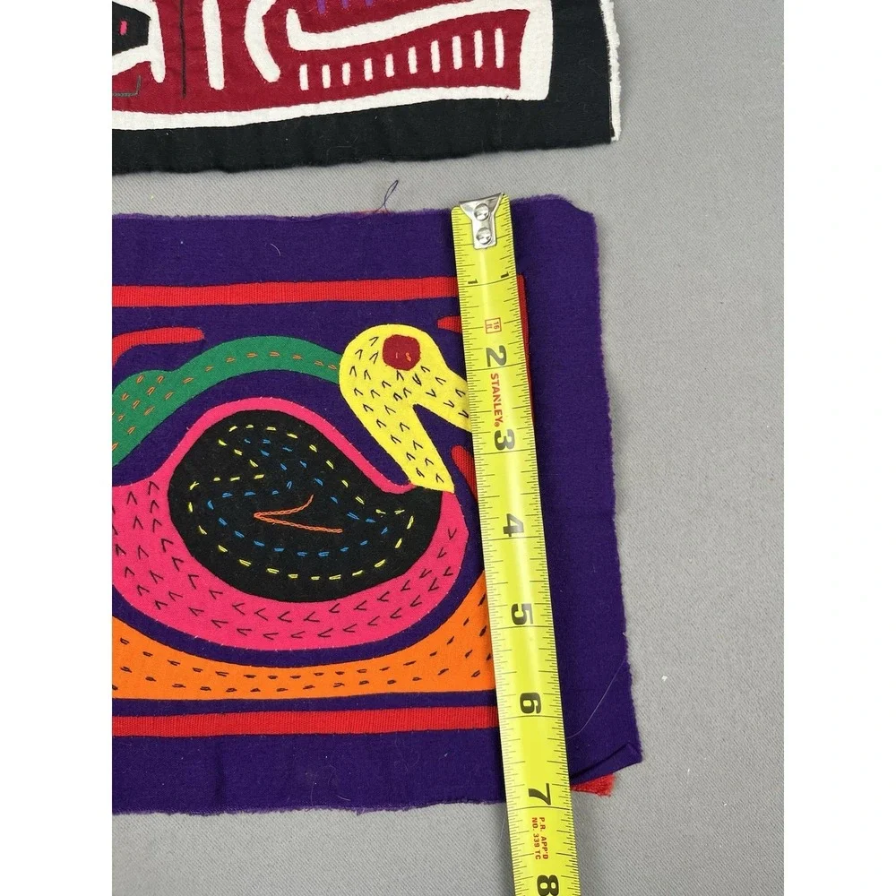 2 VTG Kuna Mola Hand Sewn Art Textile Fabric Folk Fabric Birds Duck Quilt‎ Block